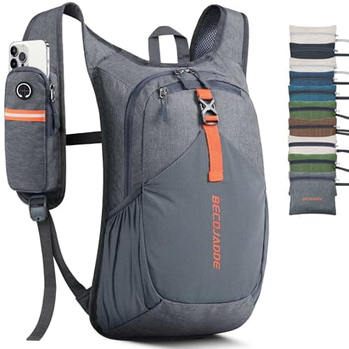 Image of BECOJADDE 15L Hiking Backpack for Men Women Foldable Small Rucksack Lightweight Mini Backpack for Camping Travel Outdoor, Grey