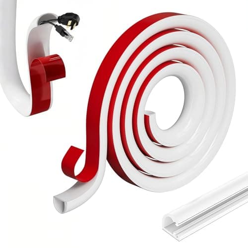Image of 5m Silicone Cable Trunking, 15 x 10mm Half Round Flexible Cable Trunking Self Adhesive, Side Opening Wire Hider, White Wire Covers for Cables, Suitable for Ceiling, Wall and Floor (White, 15 x 10mm)