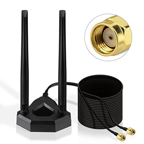 Image of Eightwood 2.4G 5G 5.8G Omnidirectional Dual Band WiFi Antenna Desktop Router Signal Booster, Magnetic Base RP-SMA with 2m Extension Cable for WiFi Card PCI Card