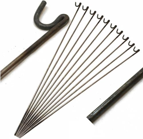 Image of 10 x Metal Fence Pins Steel Barrier Fencing Garden Netting Stakes Posts (8mm x 1.25m)