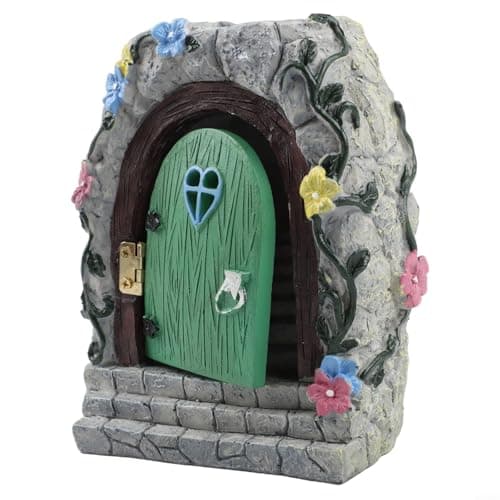 Image of Nexbrill Fairy Gate Staircase Solar Garden Ornament Resin Statue for Courtyard Yard Decor with Automatic Night Glow, Weather-Resistant Miniature for SCULPTURE 11x7x15cm