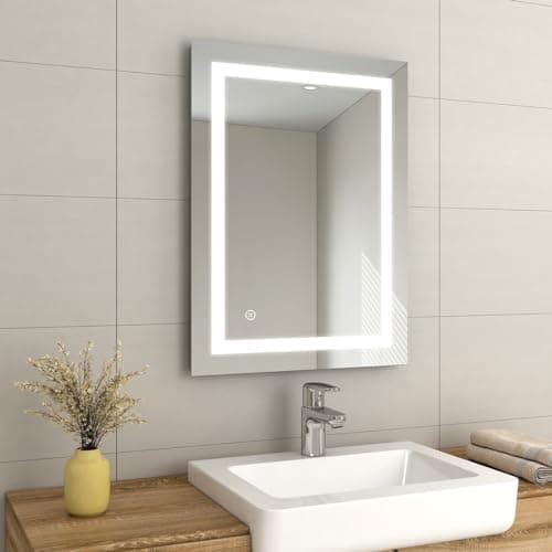 Image of EMKE 800 x 600mm LED Illuminated Bathroom Mirror with Shaver Socket | Sensor Switch | Demister Pad, Wall-Mounted Vanity Multifunction Mirror, Energy-Saving Smart Mirror [Horizontal/Vertical]