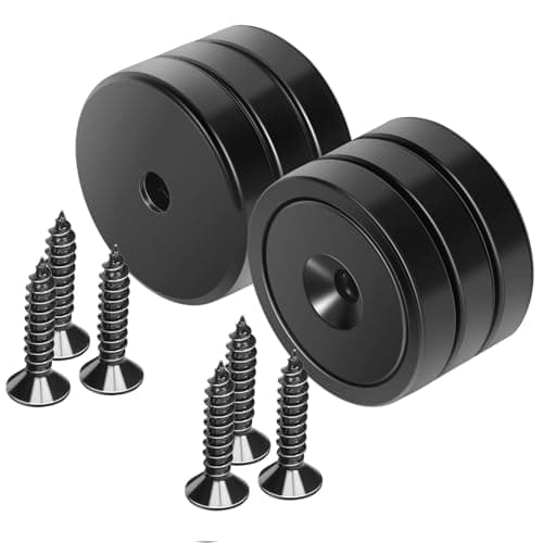 Image of Neosmuk Magnets with Screws, 100lbs Strong Neodymium Disc Magnet with Holes in The Center,Cup Magnet with Mounting Hole Heavy Duty, Round Rare Earth Magnetic High Strength in Middle,Black 6 Pack
