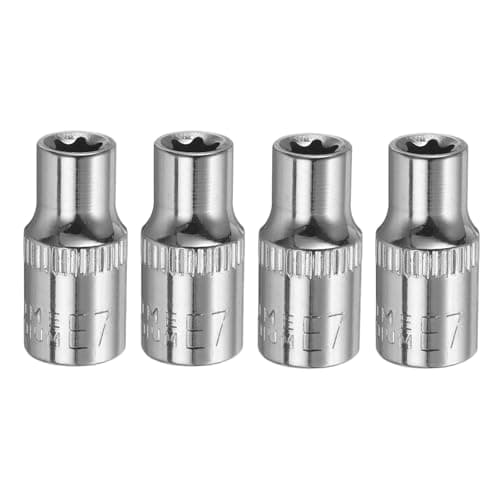Image of sourcing map 4pcs E-Torx Socket 1/4" Drive E7 External Torx Deep Socket CR-V 6 Point Spline Socket Star Female Bit Socket for Auto Repairs Home Maintenance DIY Hand-Making 1" Length