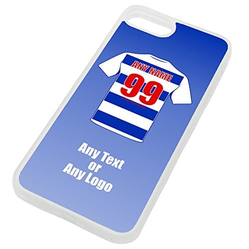 Image of Personalised Gift - Queen Park Rangers iPhone 7 Plus / 8 Plus Case (Clear Transparent, Football Club Design Theme) Any Name Message Unique Apple 7+ 7Plus 8+ 8Plus TPU Mobile Cover QPR Hoops Rs Queen