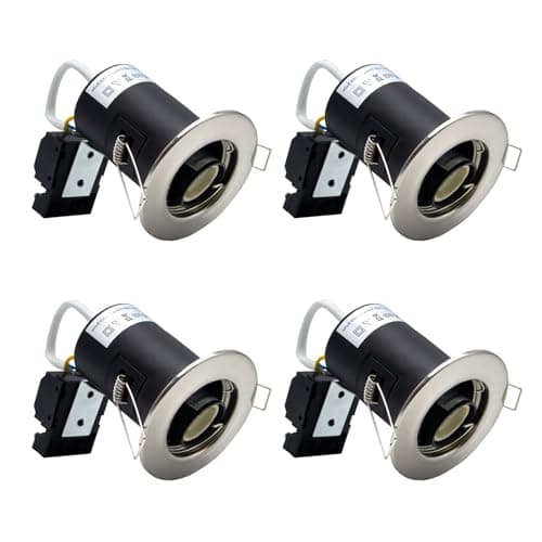 Image of HiBay 4X LED Downlights Fire Rated GU10 Recessed Spotlights Ceiling Lights IP20 Down Light Indoor Brushed Chrome 240V