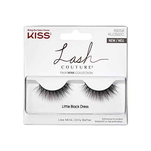 Image of KISS Lash Couture Faux Mink Collection 1 Pair of False Lashes, Little Black Dress, Ultrafine, Tapered, Synthetic Fake Lashes includes Lash Glue