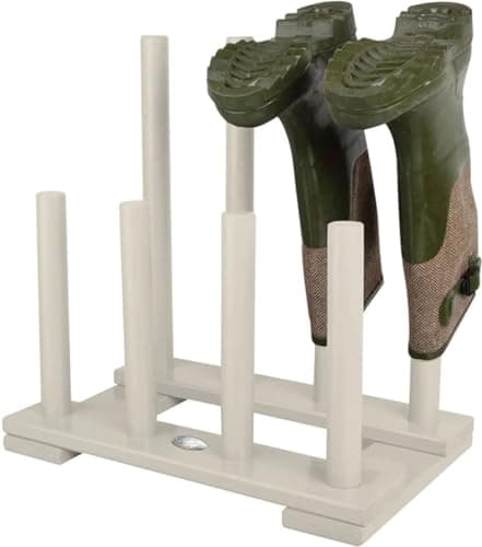 Image of Esschert Design CF48W Wooden Boot Rack,White,41.8 x 26 x 41.9 cm, 16" x 10" x 16"