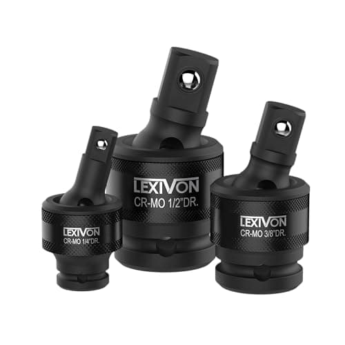 Image of LEXIVON Swivel Socket Set, Impact Universal Joint 1/2" 3/8" and 1/4" U-Joint 360° Rotation Drive Ball Spring Design, can cooperate with Electric Wrench, Ratchet Wrench and Manual Wrench (LX-113)