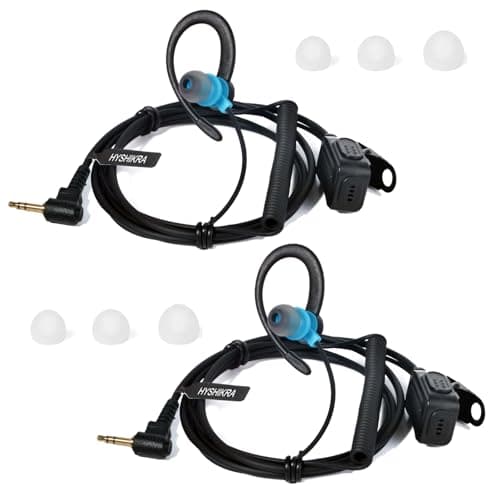 Image of HYSHIKRA 1 Pin 2.5 mm Radio Earpiece with Mic PTT Security Headset Compatible with Motorola TLKR-T60 T80 T82 T-92 H2O T80 Extreme T82 Extreme Walkie Talkie (BLUE, 2 PACK)