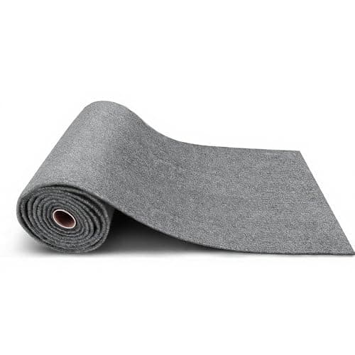 Image of 1 Scroll 40x200 cm Carpet Tiles, 0.8 SQM Self Adhesive Carpet Tile, Peel and Stick Floor Tiles, Soft Padded Non-Slip Hardwearing for Office, Home, Kitchen, Bedroom, Living Room (Light Grey)