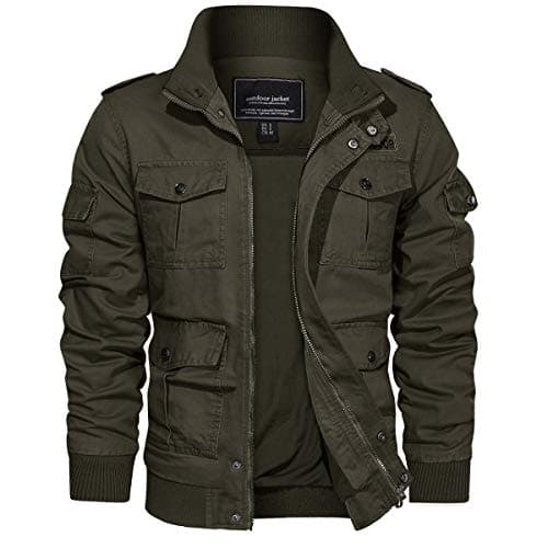 Image of EKLENTSON Military Coats for Men Camping Windbreaker Cotton Winter Tactical Jakcet with 7 Pockets Army Green,L