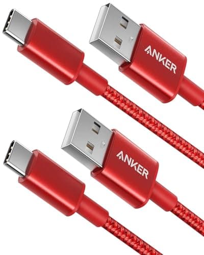 Image of Anker Type C Cable, [2-Pack 3Ft/0.9m] Premium Nylon USB-C to USB-A Fast Charging Type C Cable, for iPhone 17/16/15, iPad Pro, Samsung Galaxy, MacBook Pro,and More(Red