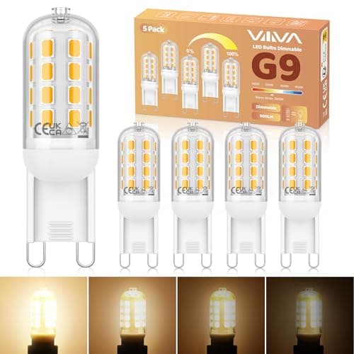 Image of G9 LED Light Bulbs Dimmable 5W - 5Pcs, Warm White 3000K, 500LM, Equivalent to 45W G9 Halogen Bulb, Energy Saving Bulb, CRI>80, 360° Beam Angle, No Flicker, for Home Lighting, Crystal Chandelier
