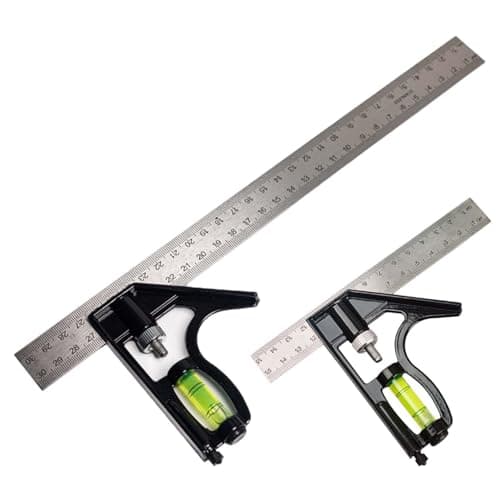 Image of Square Carpentry Metal Set, 2 Pcs Set Square 300mm&150mm Combination Square Carpentry Tools Adjustable Combination Try Square Tool with Spirit Level & Marking Needle for Woodworking Engineer Carpenter