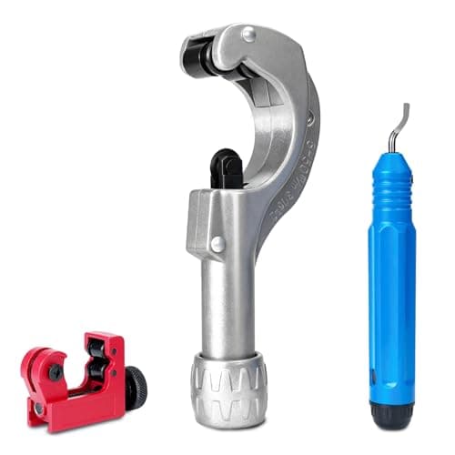 Image of HYCHIKA Pipe Cutter 3-50 mm / 0.1-2 Inch with Deburrer - Versatile Pipe Cutter for All Common Metals Such as Copper, Aluminium and for Composite Pipes