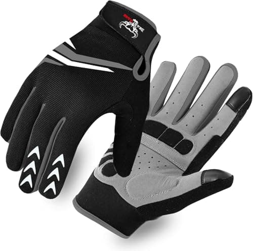 Image of BEAST RAGE Full Finger Cycling Gloves with Padding for Men Women, Anti-Slip, Shock Absorbing, Breathable, Touchscreen Mountain Bike Gloves for BMX, MTB Riding, Road Racing, Bicycle(M, BLACK)
