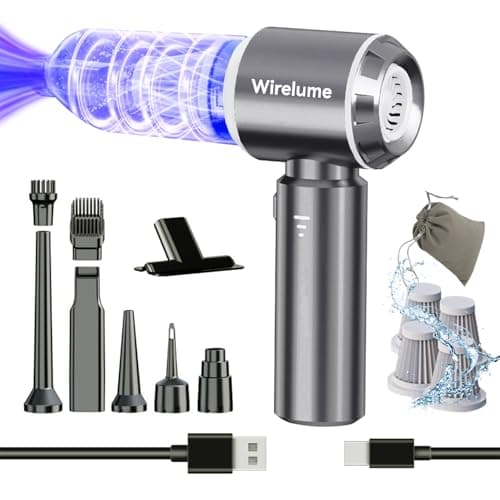 Image of Wirelume Handheld Car Vacuum Cleaner Cordless Powerful 22000Pa Strong Cyclonic Suction Blowing Brushless Motor Mini Portable Rechargeable Lightweight Blower for Pet Hair Vehicle Home Office Dark Grey