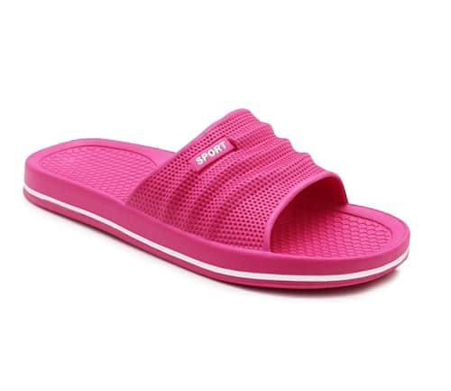 Image of IMTY Womens Sliders EVA Sandal Slippers Ladies Pool Slides Lightweight Beach Flip Flops Bathroom Shower Spa Leisure Sports Slipper (Pink, UK Footwear Size System, Adult, Women, Numeric, Medium, 8)