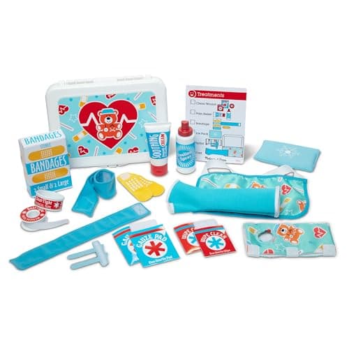Image of Melissa & Doug Get Well First Aid Kit Play Set – 25-Piece Pretend Play Medical Set with Bandages, Splint & Ice Pack – Interactive Role Play Toy for Kids Age 3 Plus