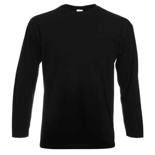 Image of Fruit of the Loom Mens Valueweight Crew Neck Long Sleeve T-Shirt (XL) (Black)