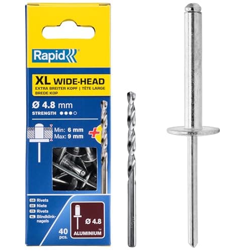 Image of Rapid XL Rivets Including Drill Bit, Ø4.8 x 16 mm, Pack of 40, 5000665