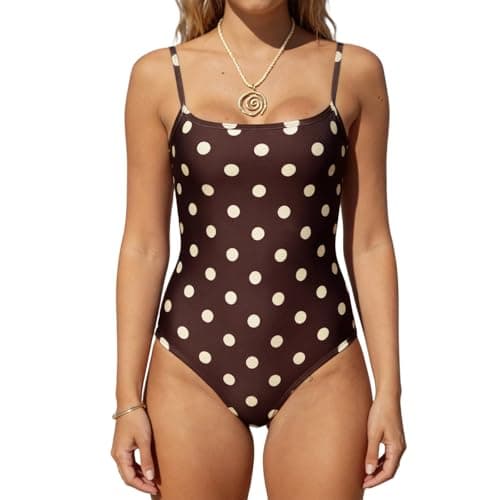 Image of RUINIXCW Women's One Piece Swimsuits Tummy Control Monokini Bathing Suit Sexy Slimming Swimsuit Summer Beach Swim Suits (Dark Brown, M)