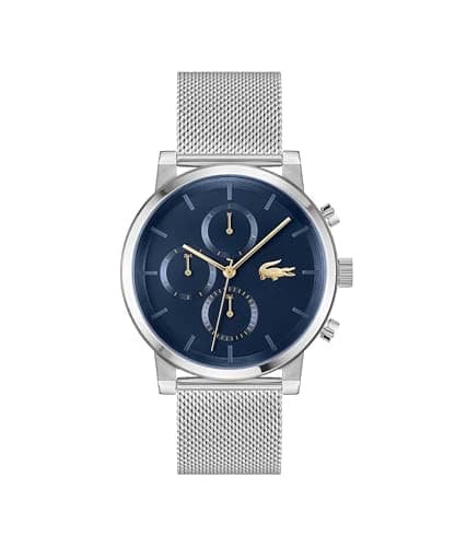 Image of Lacoste Analogue Multifunction Quartz Watch for Men Replay Collection with Silver Stainless Steel Mesh Bracelet - 2011409