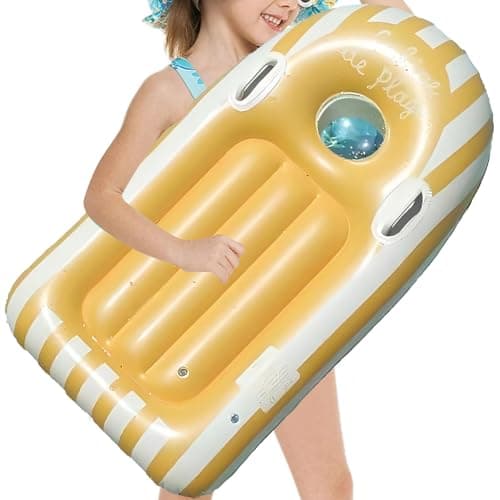 Image of Inflatable Body Board, Portable Surfboard Kids, Double Handle Water Float, Blue, 1 Piece, Lightweight Pvc Design for Swimming Training, Outdoor Pool, Beach, Summer Party, Rescue Games