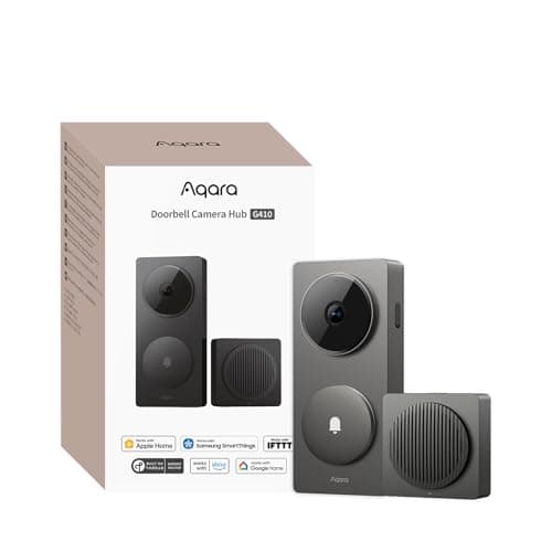 Image of Aqara Smart Doorbell Camera G410 with Chime, 2K, HomeKit Secure Video, 2-Way Audio, Built-in Matter Hub, Wireless/Wired, Supports Apple Home, Alexa, Google, Home Assistant, 2.4G/5GHz Wi-Fi, Grey