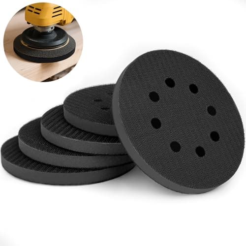 Image of TAIANJI 5 Pcs Soft Density Interface Pads for Sander, 8 Holes 125mm Hook Pad Saver Professional Match Sanding Discs