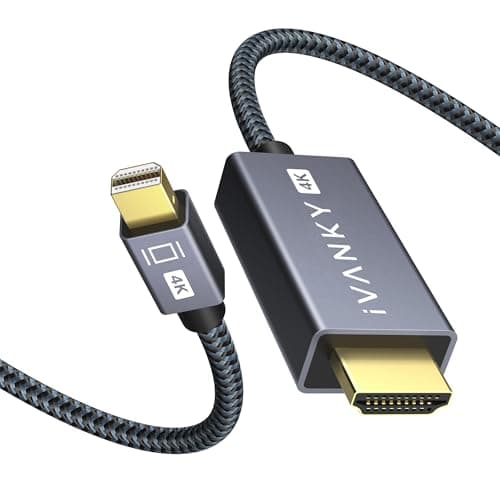 Image of IVANKY 4K Mini DisplayPort to HDMI Cable 2M, Nylon Braided & Gold-plated Mini DP Compatible to HDMI Cable, for MacBook, Surface, Monitor, Projector, etc - Grey