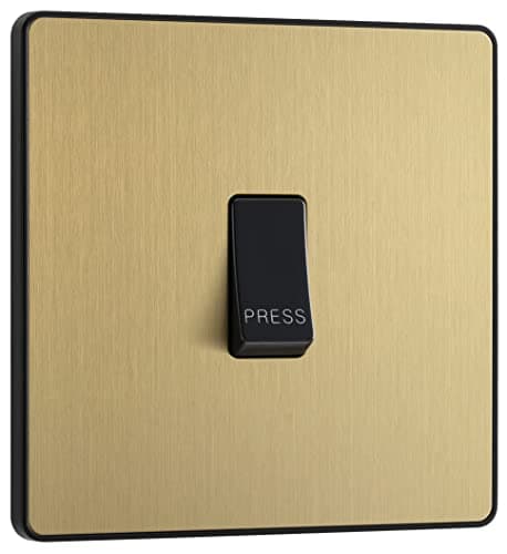 Image of BG Electrical Single Retractive Press Switch, Screwless Front Plate, Round Edges, 1 Way, Evolve, Satin Brass, 10A, PCDSB14B