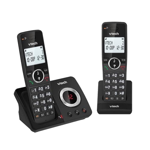 Image of VTech ES2051 DECT Cordless Phone with Answering Machine,Call Block,Easy-to-Read Backlit Display,Landline Phone with 18 Hours Talk-time,Volume Booster,Handsfree Speakerphone,Speed Dial,Twin Handset