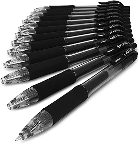 Image of Zebra Sarasa - 0.7mm Retractable Gel Ink Rollerball Pen - Set of 12 - Black Ink