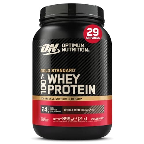 Image of Optimum Nutrition Gold Standard Whey Protein, Muscle Building Powder with Naturally Occurring Glutamine and Amino Acids, Double Rich Chocolate, 29 Servings, 899 g, Packaging May Vary