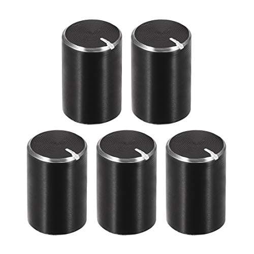 Image of 5pcs Black Aluminum Knurled Shaft Potentiometer Knob 6mm Dia. Rotary Knob 10mm x 15mm Volume Control Knob