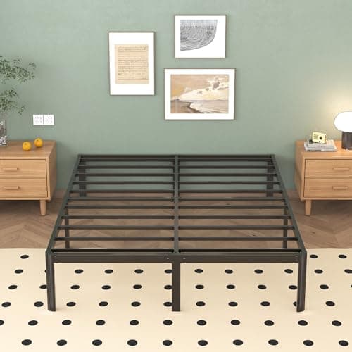 Image of Lutown-Teen Double Bed Frame 4ft6 with Rounded Corner Legs, Heavy Duty Metal Bed Frame Small Double with Steel Slats Support, Double Bed 36 cm High, Noise Free, Easy Assembly