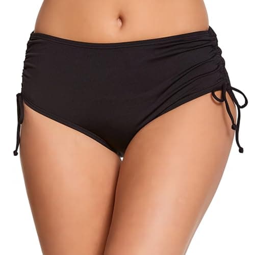 Image of BOYSSPAA Women's Bikini Bottoms Adjustable Drawstring with Side Tie Swim Shorts Cheeky Summer Swimwear Soft Stretchy Fabric for Women Girls Teens (UK, Alpha, M, Regular, Regular, Black)