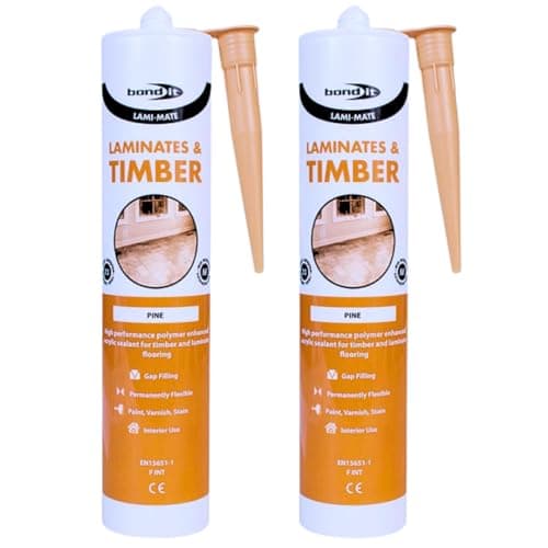 Image of Lami Mate Flexible Sealant Pine 310ml x 2 | Floorboard Gap Filler for Timber, Laminate & Hardwood Flooring | Waterproof Wood Sealant for Frames, Furniture & Panels Bond It
