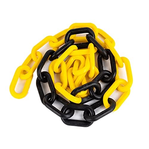 Image of MACHSWON 25m x 8mm Plastic Safety Barrier Chains - Yellow & Black Warning Posts for Transportation & Garden Decor