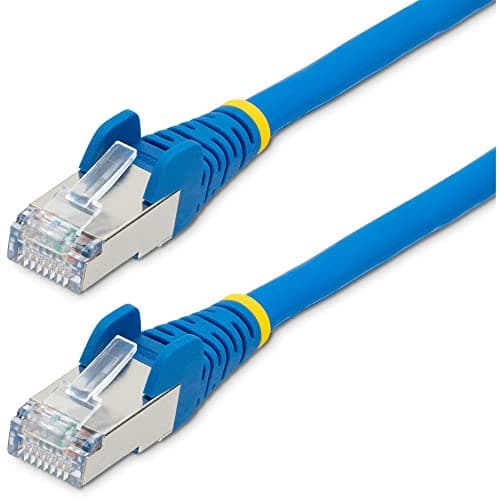 Image of StarTech.com 7ft CAT6a Ethernet Cable - Low Smoke Zero Halogen (LSZH) - 10 Gigabit 500MHz 100W PoE RJ45 S/FTP Blue Network Patch Cord Snagless w/Strain Relief (NLBL-7F-CAT6A-PATCH)