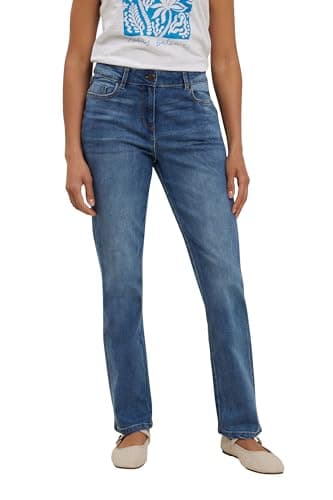 Image of M&Co Blue Mid Wash Straight Leg Jeans - Women's