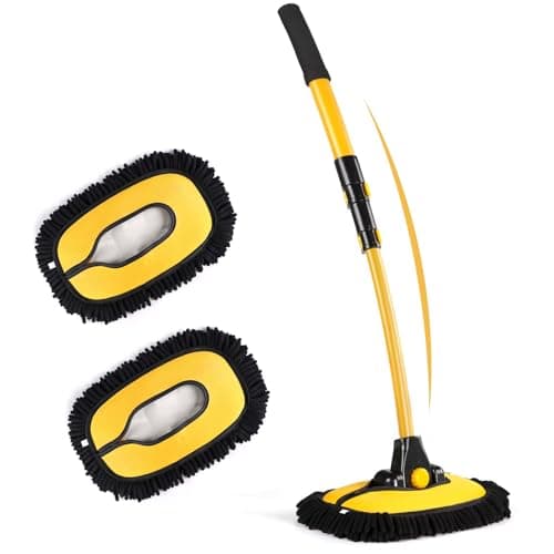 Image of Innhom Car Wash Brush, 15°Curve, Telescopic Brush with Telescopic Rod for Camping, SUV, Truck, Including 2