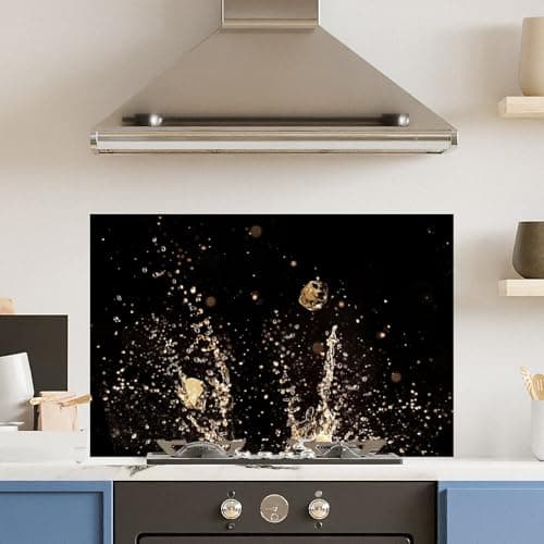 Image of Premium 90 x 60cm Champagne Splash 6mm Glass Toughened Kitchen Splashback