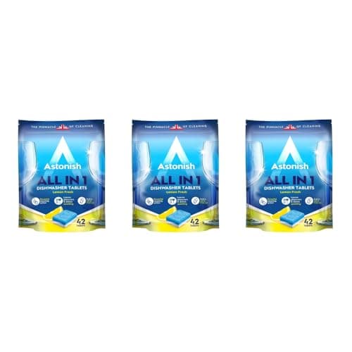 Image of Astonish All in 1 Dishwasher Tablets, Lemon, 42 Tablets per Pack, Pack of 3
