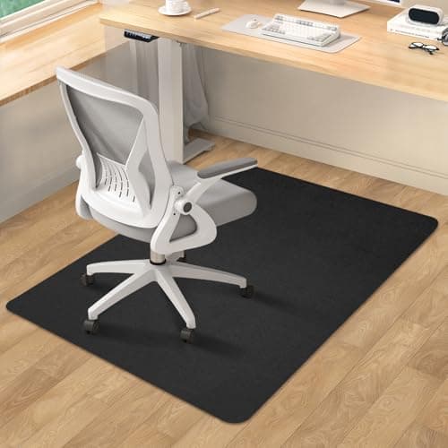 Image of SHAREWIN Office Chair Mat for Hardwood Floor, 140x90 cm Rolling Chair Mat, Desk Computer Gaming Mat, Under Desk Low-Pile Rug, Multi-Purpose Floor Protector for Home Office Black