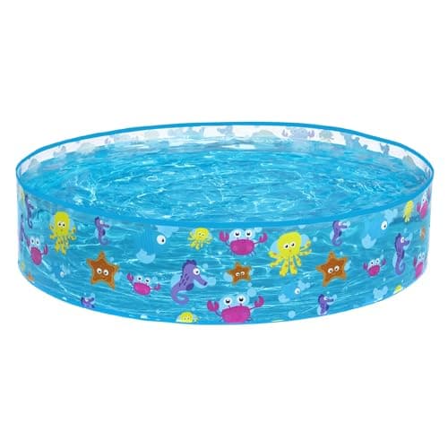 Image of Bestway Sea Creature Paddling Pool Kiddie Swimming Pool, Inflatable Above Ground Pool, Outdoor Garden Pool, Blue, 48 x 10 Inch