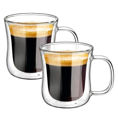 Image of ecooe Double Walled Espresso Coffee Glass Cups Glasses Tea Dessert Borosilicate Glasses 120ml Set of 2