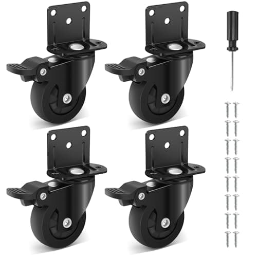 Image of Humagineer 50mm TPR L-Mounting Plate Heavy Duty Castor Wheels with Brakes, 270kg Load Capacity, Swivel Rubber Furniture Castor, Quiet and Floor Protecting, Fit Limited Installation Space,Set of 4